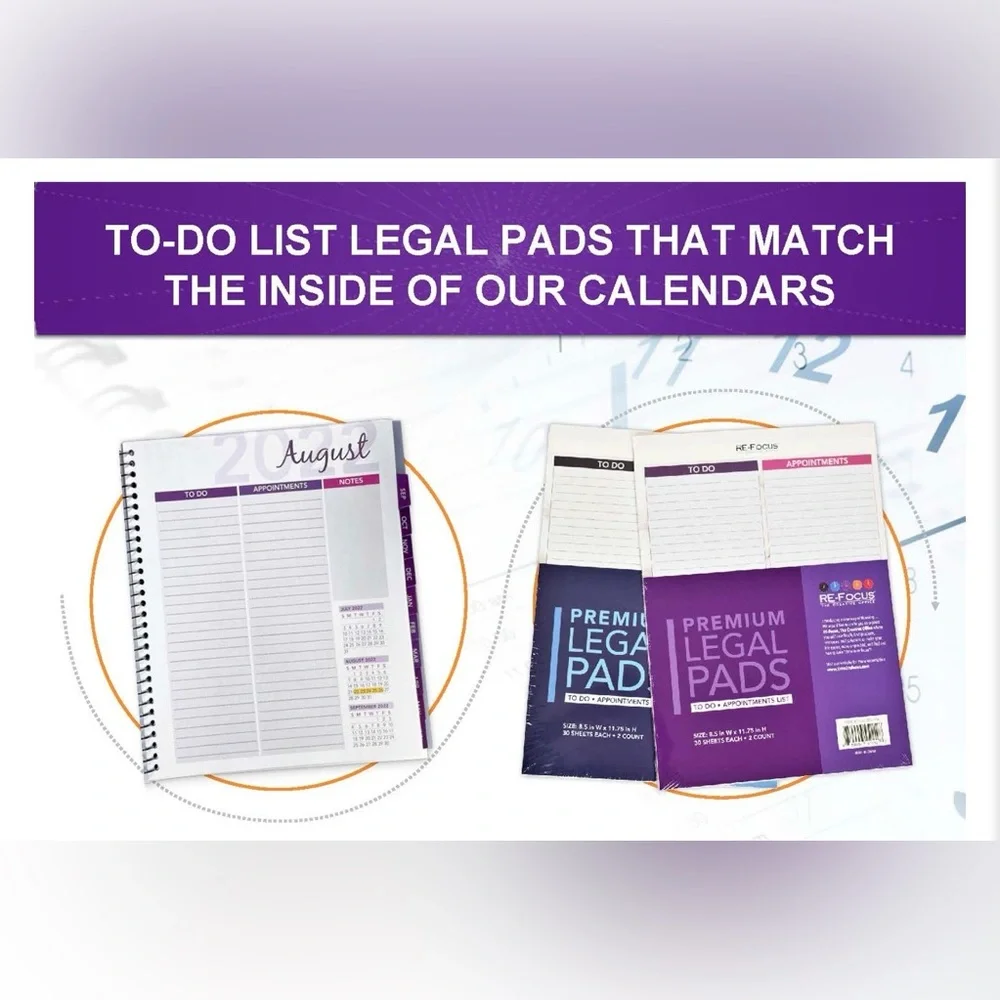Premium set of 2 matching to-do list blue legal pads that match our Calendars